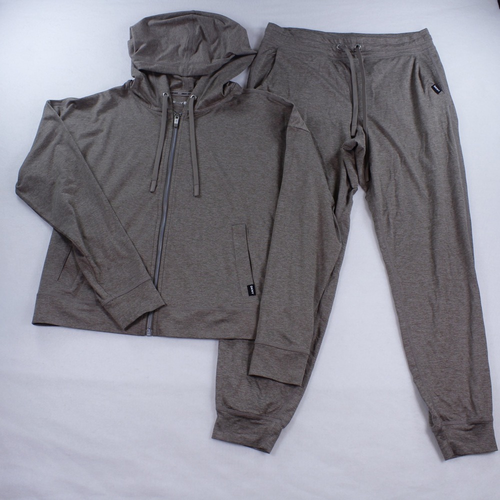 DKNY Sport Gray Tracksuit Set Full Zip Hoodie & Joggers Women's Size S Lounge